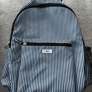 Scout backpack blue and white pin strip.